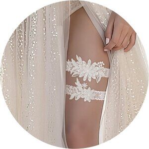 🆕Women White Garters Bride Wedding Garter Thigh Wedding Garter Set for Brid